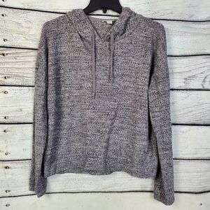 American Eagle Hoodie Sweater M Gray Soft Knit Long Sleeve Drawstring Cowl Neck